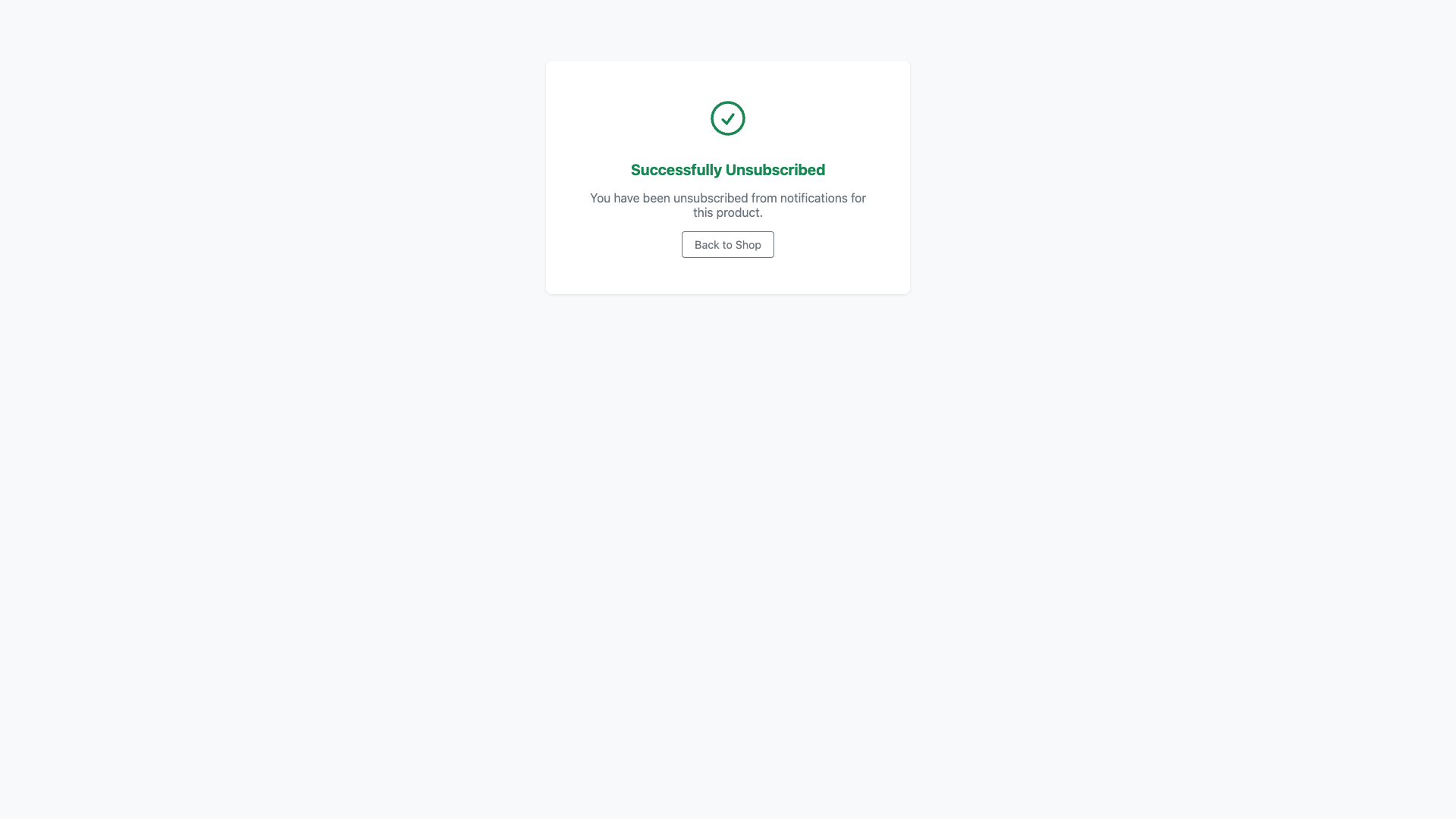 Back in Stock Unsubscribe