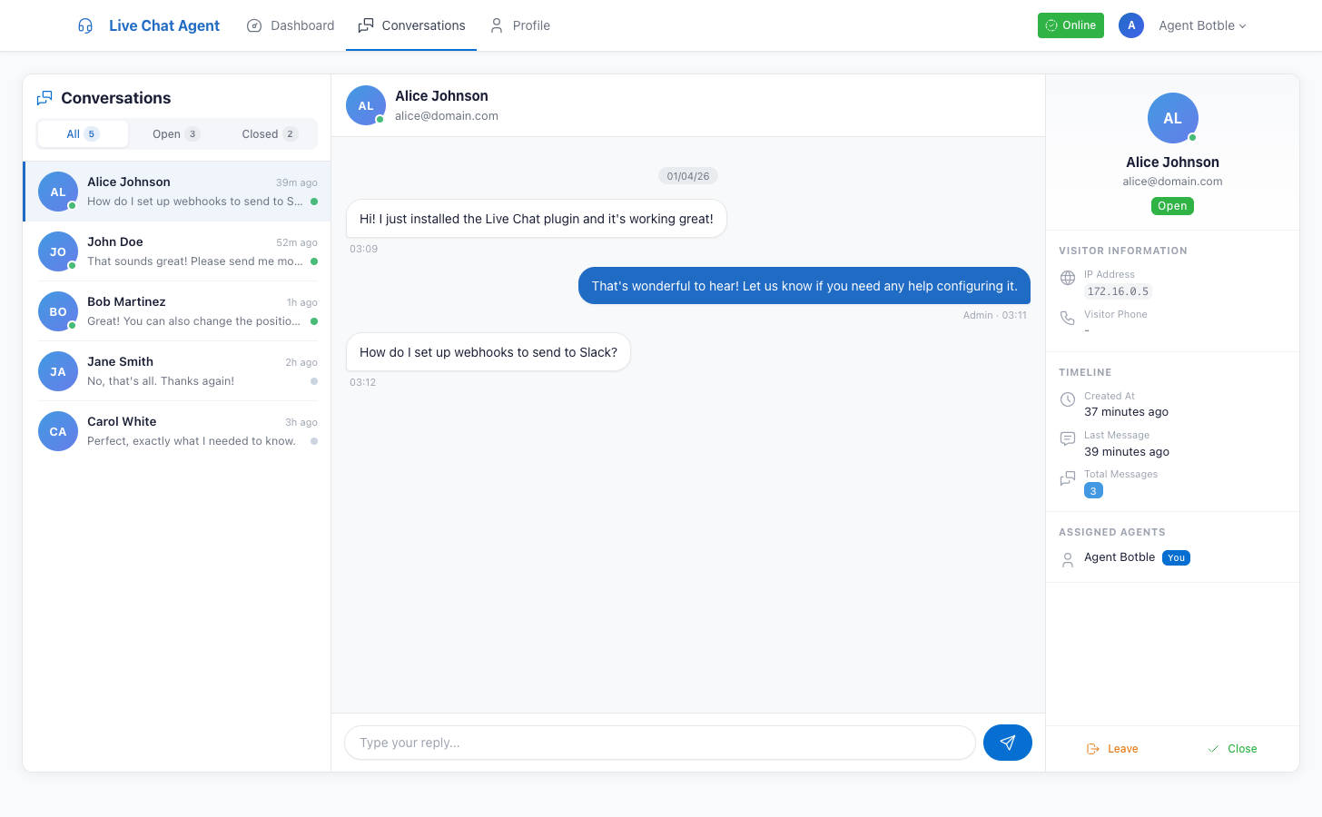Agent Portal messenger