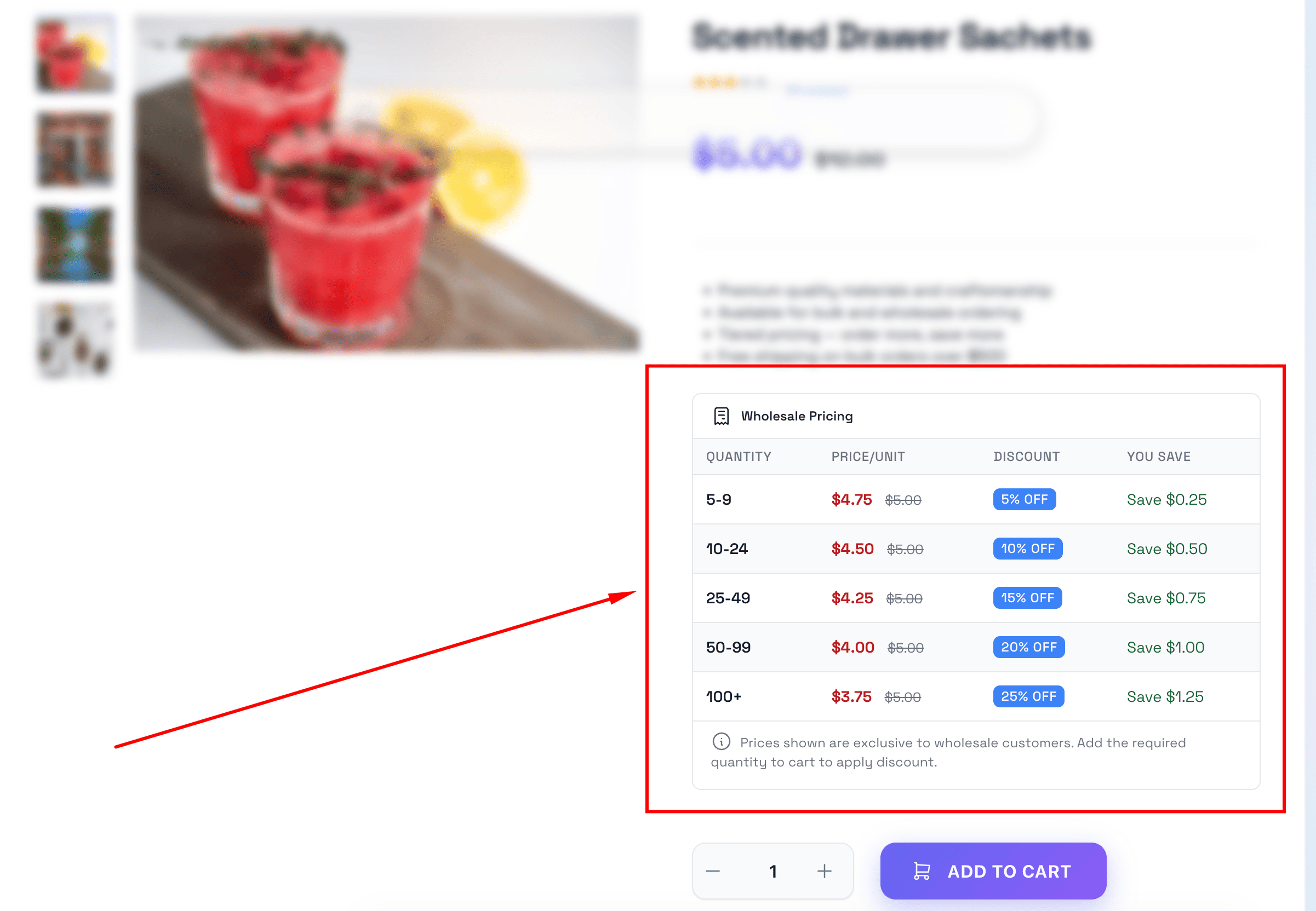 Pricing Table Display